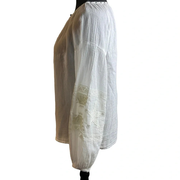 SCOTCH & SODA Embroidered Cotton Peasant Blouse size 1/2 comparable to a medium - Picture 3 of 11